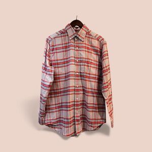 J.MCLAUGHLIN Men’s 100% Cotton‎ Twill Flannel Red/Blue Plaid Button-Down Sz M